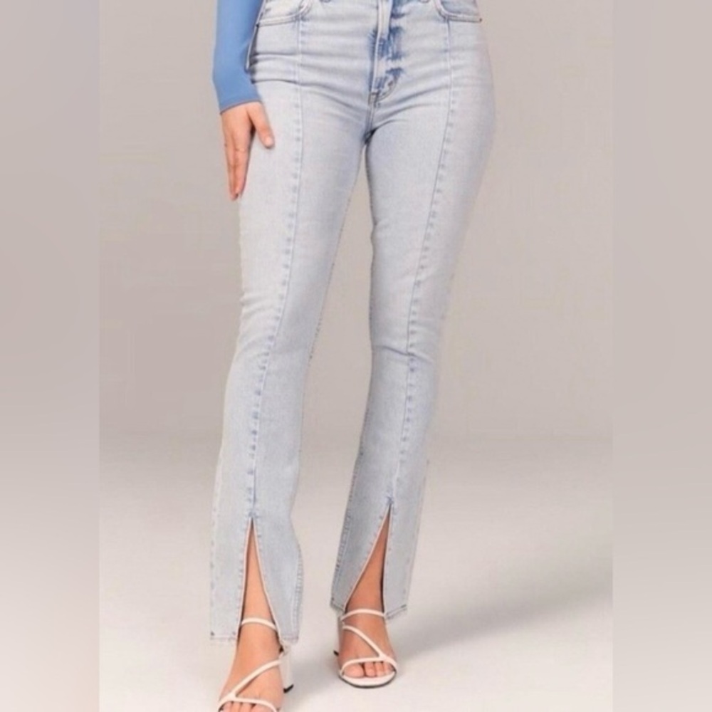 Abercrombie & Fitch The Skinny High Rise Front Seam Split Vent Blue Jean Size 14